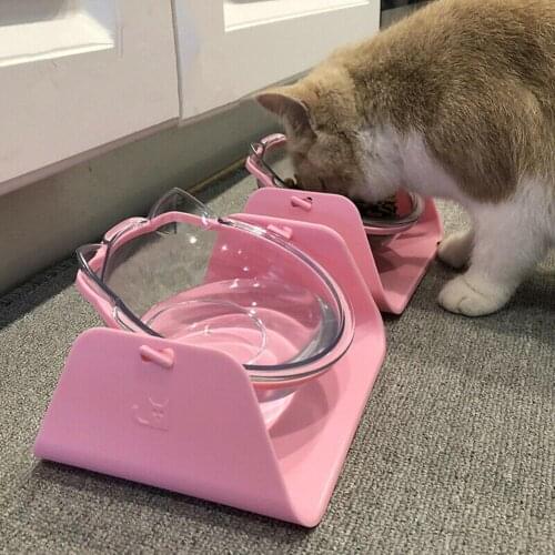 Adjustable Inclinable Pet Neck protection Bowl Dog Tiltable Dish Puppy Food Water Feeder cat pet bowl Rounded plastic weipets