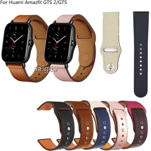 20mm 22mm Genuine Leather Band Strap for Huami Amazfit GTS 2e GTS2 mini for Huami Bip Lite S U/GTR 42mm Replacement band strap