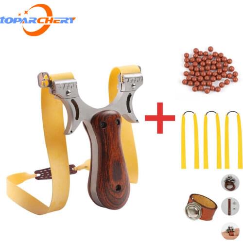 Toparchery Slingshot Flat Band Hunting Stainless Steel Slingshot with 100pcs balls and 3 pcs rubber band and magnetic ring