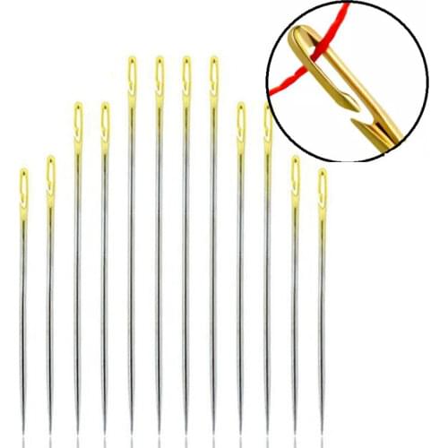 Self Threading Hand Sewing Needles Jeans Singer Set DIY Large Eye Knitting Tail Side Opening Hole Needle For Kids Eldely Blind