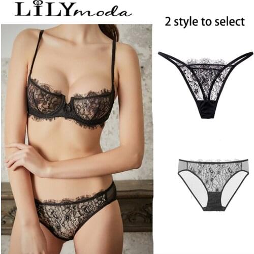 Sexy Lingerie Set Floral Lace Bras Bralette Thin Belt Women Lace Strappy Push Up Femme Wire Free Bralette Set Lingerie
