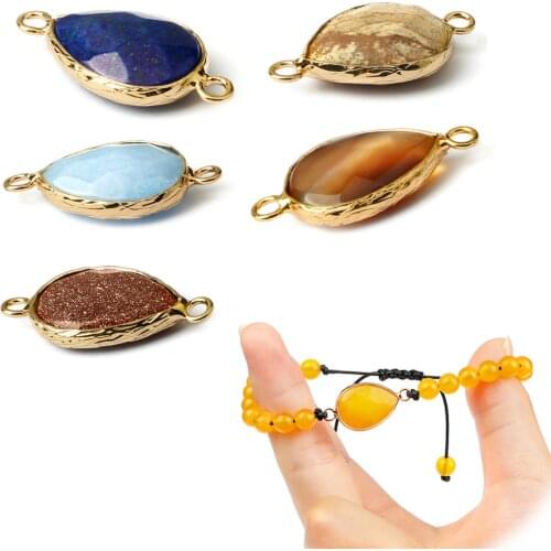 Water Drop Shape Natural Stone Pendant Charm Handmade Earring for DIY Jewelry Making Bracelet Necklace Accessories Gift Friend