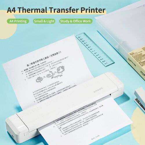 Poooli A4 Thermal Transfer Printer Mobile Portable Photo Bluetooth Wireless A4 Paper Document Impresora for Office