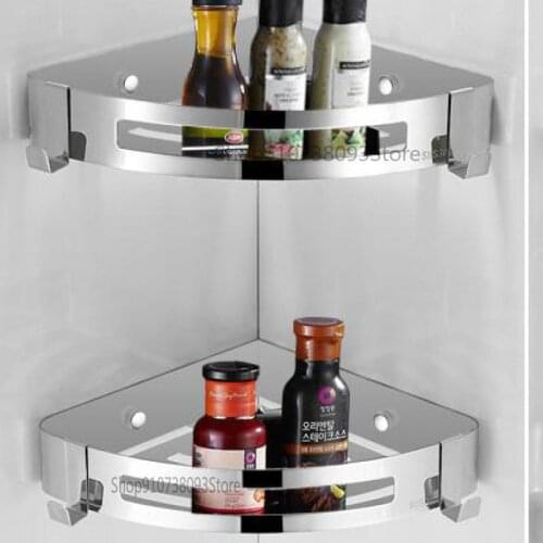 304 Stainless Steel Triangle Single Layer Hole Free Double Layer Corner Basket Bathroom Bathroom Bathroom Bathroom Corner Storag