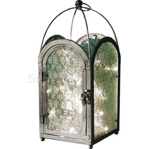 Haitang wind lamp designer French retro iron glass nostalgic Candlestick garden decoration household furniture decoration