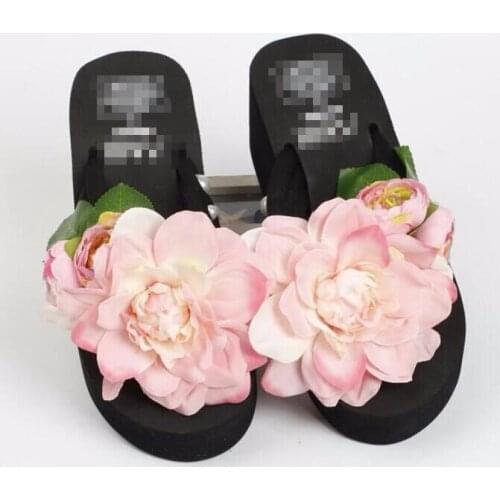 Women Wedges Shoes Flip Flops Woman Summer Beach Flip Flops Big Size Flowers Women Sandals Womens Thong Shoes