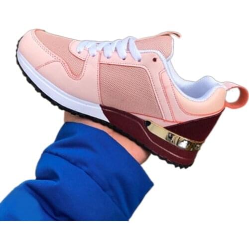 2021 Women Sneaker Casual Breathable Suede Leather Platform Sport Shoes Running Walking Lace Up Ladies Shoes Zapatos De Mujer
