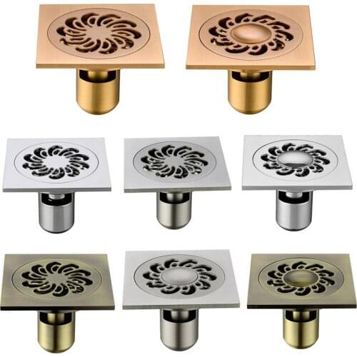 10*10cm Deep Water Seal Brass Square Floor Drain Rapid Drainage Insect Proof Deodorant Washing Machine Bathroom Floor Drain