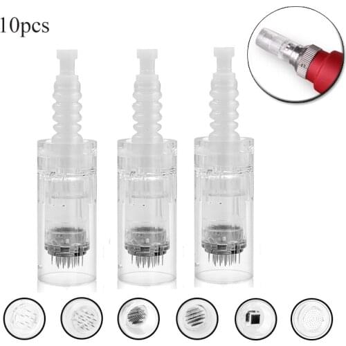 10pcs Round Nano Pin Tattoo Needle Cartridge Electric Auto Microneedle Derma Pen Tip Nutrition Input for MESO Dr.pen N2/M5/M7