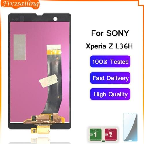 100% Tested LCD Display Touch Screen Digitizer Assembly Replacement For Sony Xperia Z L36H L36i C6606 C6603 C6602 C660X C6601