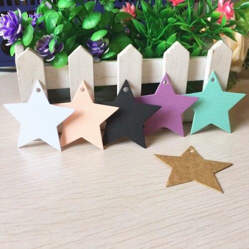 100 Pcs Five-pointed Star Kraft Paper Hang Tag Gift DIY Hanging Tag Price Wedding Luggage Name Label Card 5.2x5.2cm