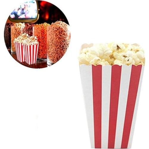 12pcs/pack Striped Popcorn Box Cardboard Corn Favor Bags For Candy Food Wedding Decor Birthday Party Christmas Supplies