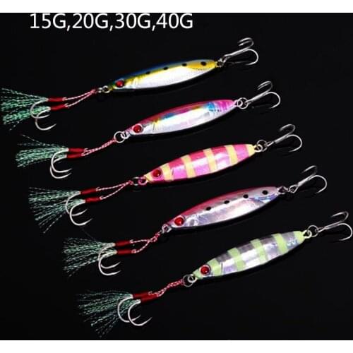 15g20g30g40g Metal Jiging Casting Spoon Artificial Bait Tackle with Hooks Shore Drag Jig Fishing lure