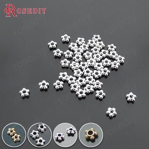 18184)200PCS 4.5MM Silver Color Plated Zinc Alloy Flower Shape Spacer Beads Diy Jewelry Findings Accessories Wholesale