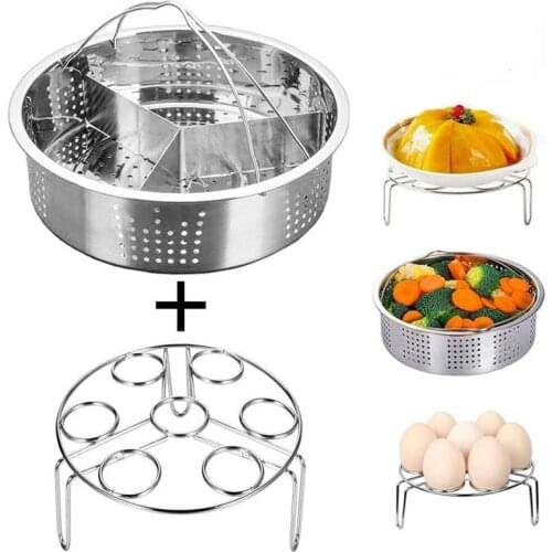 3 Pcs/set Steamer Stainless Steel Basket Set Pot Egg Steamer Rack Set Kitchen Dining Pot Accessories