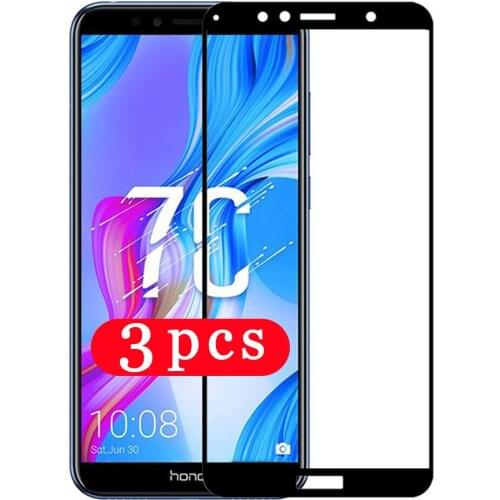 3Pcs full cover glass for huawei honor 7x 7s tempered glass for huawei honor 7a 7c pro phone screen protector protective on film