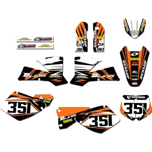 Free Custom numbers names TEAM GRAPHICS BACKGROUNDS DECALS STICKERS kits For KTM SX 2001 2002 125 250 380 400 520 SX 2002 2001