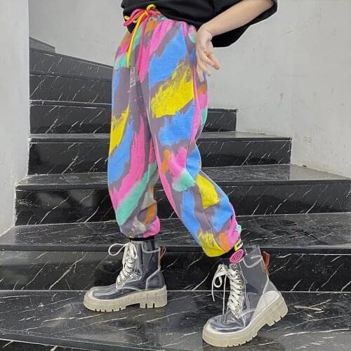 Kids Cool Hip Hop Clothing Sweatpants For Children Teenage Girls Jazz Dance Costume Graffiti Print Sports Loose Pants New 2021