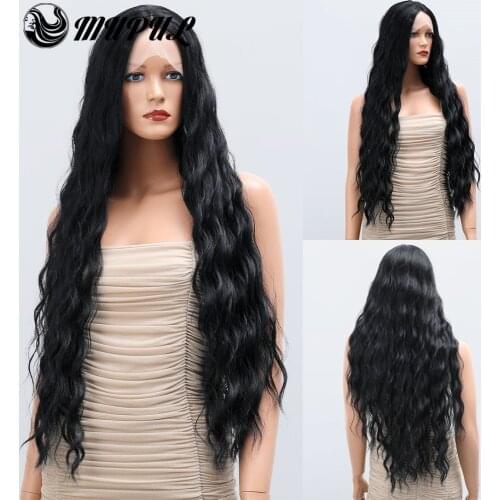 Long Black Middle Parting Body Wave T Part Synthetic Lace Front Wigs For Black Women Natural Female Heat Resistant Fiber Wig