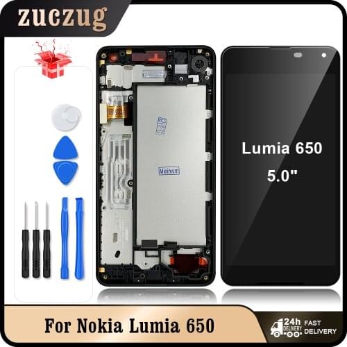 For Nokia Lumia 650 RM-1154 RM-1152 5.0" LCD Display Touch Screen Digitizer Assembly With Frame For Microsoft 650 LCDs + Gift