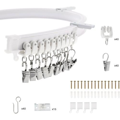 5m Ceiling Curtain Track Rail Flexible Curved White Modern RV Curtain Track Room Divider Curtain Rods Window Decor Accessories