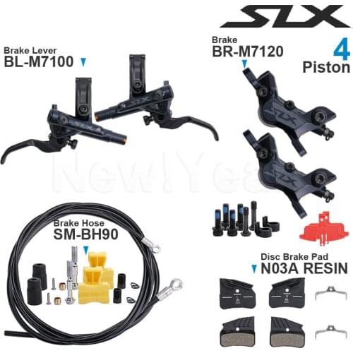 SHIMANO SLX Hydraulic Disc Brake Groupset M7100 Brake Lever M7100/M7120 Brakes with J04C / N03A Pad and SM-BH90 for MTB Original