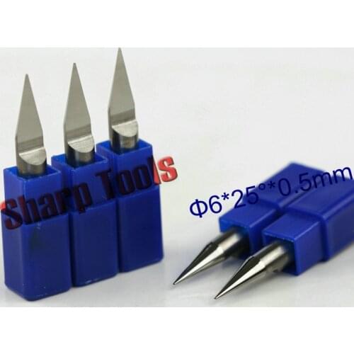 6x0.5MM 25 Degree Flat Bottom CNC Engraving Bits Router Cutter PCB Tool, Tungsten Carbide Cutters for CNC Aluminum Metal Copper