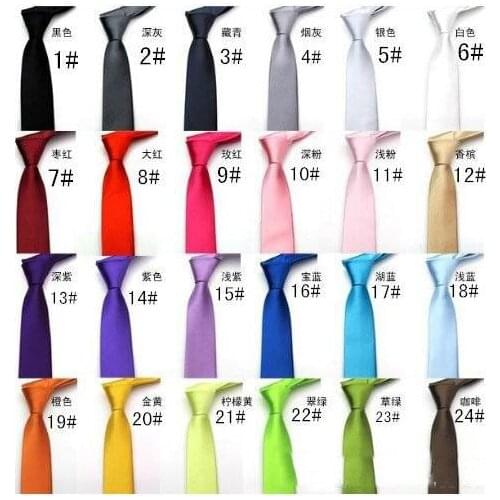Hot Selling necktie gravatas de seda masculina Mens Skinny Solid Color Plain Satin Tie Necktie Wedding Neck Ties 100pcs/lot
