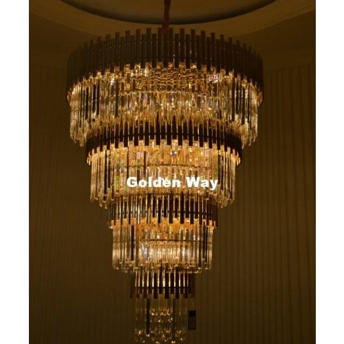 Free Shipping Nordic Style Crystal Pendant Lamp Luxury Staircase Large Chandelier Modern Double Stairs Living Room Hall Lights