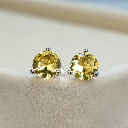 Dainty Female Rainbow Crystal Stone Earrings Cute 925 Sterling Silver Wedding Earrings For Women Charm Round Small Stud Earrings