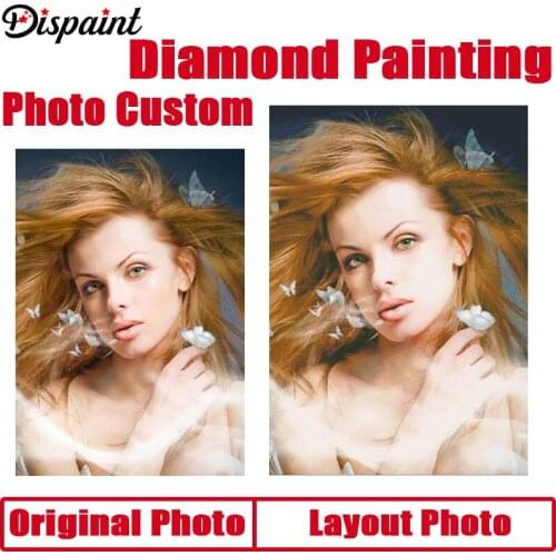 Dispaint Photo Custom Diamond Painting Cross Stitch Full Square/Round Rhinestone DIY Diamond 3D Diamond Embroidery Gift Sale