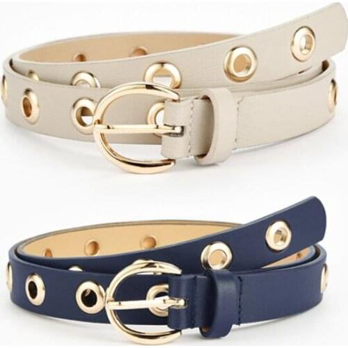 Kemeiqi round belt buckle all-match ladies belt belt fashion decorative dress thin belt female belt multi-color fashion ladybelt