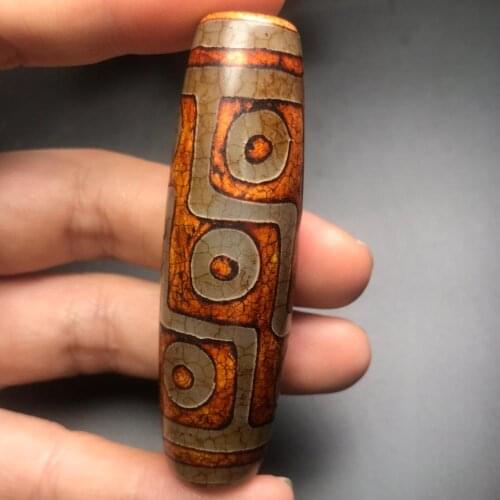 Collection China Tibet Old Agate Nine Eyes Dzi Amulet 20.5×69.5mm
