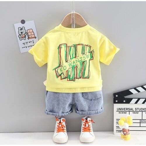 Fashion Children Suit Toddler Boy Letters Clothes Summer Fashion O-Neck Pullover Short Sleeve Shorts 2-piece Set Casual Pants