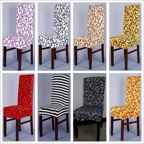 1 Piece Sure Fit Soft Stretch Spandex Pattern Chair Covers For Kitchen Chair Short Dining Chair Cover Purple Grey 49