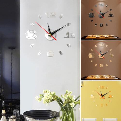 B DIY 3D Mirror Surface Large Number Wall Clock Sticker Home Decor Mirror Living Room Large Art Design Wall Clock
