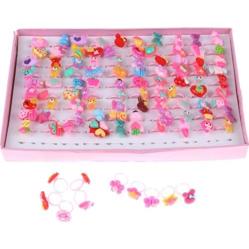 New10Pcs/lot Dia 1.8cm Mixed Cartoon Children/Kids Resin Rings Jewelry Gift 3D Ring Jewelry Craft Toy