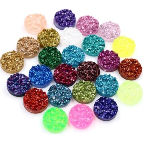 New Fashion 8mm 10mm 12mm 40pcs/Lot Druzy Natural Ore Style Resin Cabochons For Bracelet Earrings DIY Jewelry Making Accessories