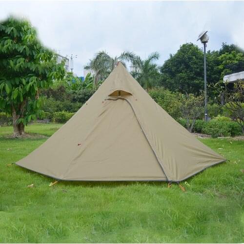 3-4 Person Ultralight Outdoor Camping Pyramid Tent Waterproof Silnylon Teepee Large Rodless Tent Breathable With a Chimney Hole