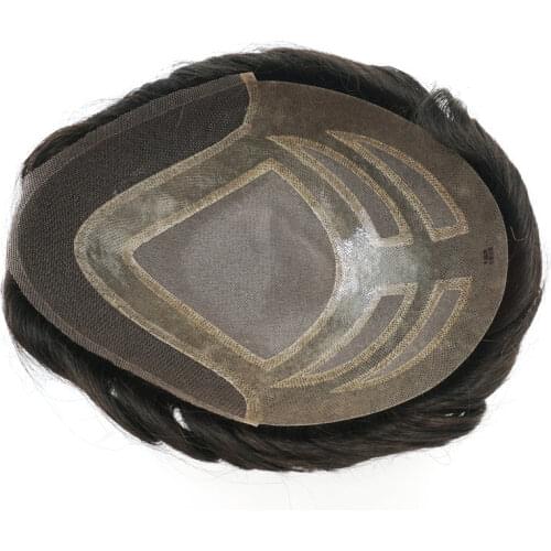 Hstonir Human Hair Lace Wig For Man Toupee Men Swiss Lace Front Remy Hair System Wig Versalite H010