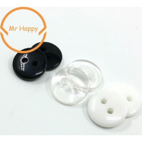 Transparent/Black/White 2-Holes resin Plastic Buttons 9-25mm Apparel Supplies Sewing Accessories