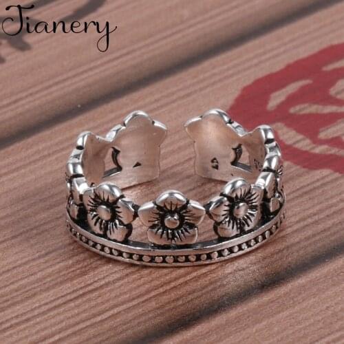 Luxury Brand Plum Flower Crown Rings For Women Wedding Engagement Charm Knuckle Rings Men Vintage Jewelry Romantic Party Gift