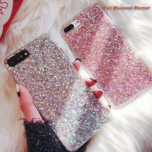 Luxury Bling Glitter Crystal Sequins Case For Huawei Honor play 7 9 8 plus 7c 7s 9s Honor 20i 20 8x 7x Soft Silicone Case Cover