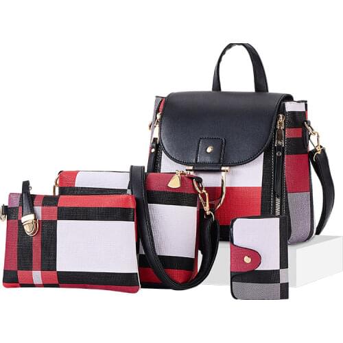 Top handle bags Women bags Luxury Quality Leather Backpacks 4 Pcs Shoulder Bags Set Composite Bags Girls Travel Casual Bag