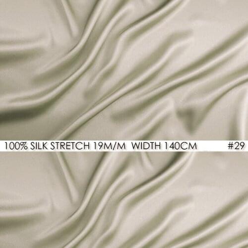 SILK STRETCH SATIN 140cm width 19momme/Pure Silk Fabric Satin+Spandex Fashion Fabric Dress Silk Wedding Suit NO29 Light Camel