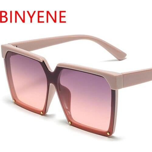 Nude Powder Square Sunglasses Women Luxury Summer Driving Polarized Glasses For Female Oversized Women Shades UV400