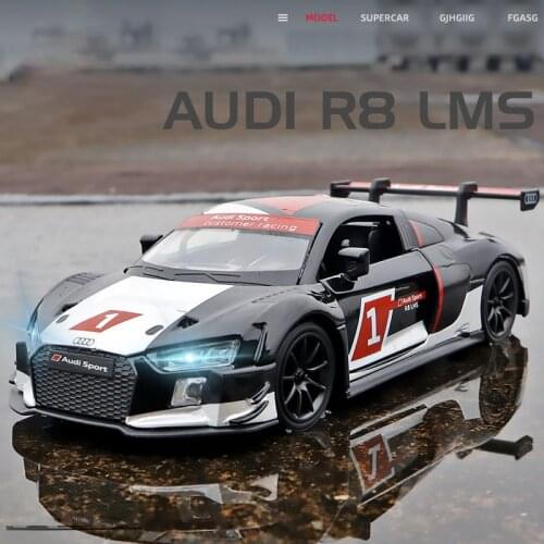 1/32 R8 LMS Sports Car Simulation Toy Car Model Alloy Pull Back Children Toys Genuine License Collection Gift Off-Road Vehicle