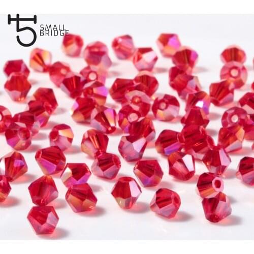4mm Austrian Red Ab Crystal Bicones Glass Beads Women Diy Accessories for Jewelry Perles Faceted Spacer Beads Wholesale Z209