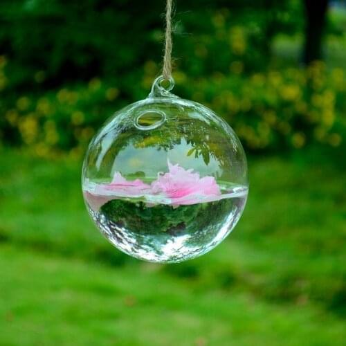 Free Shipping Diameter = 8cm 8pcs/pack Round Bottom Glass Globe with a small hole Hanging Glass Terrarium Vase Wedding Props