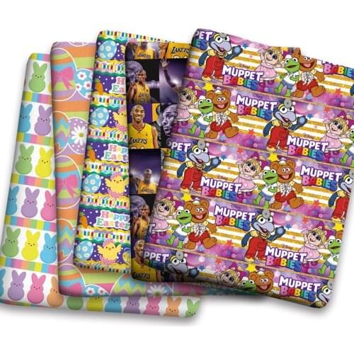 50*150cm New Easter Rabbit Cartoon Pattern Printed Leather Polyster Cotton Liverpool Bullet Fabric for DIY Handmade Half Yards